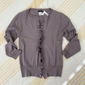 J. Crew NWT🪶(See Note) Featherweight Ruffle Cardigan in Slate Grey SZ S